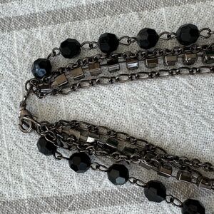 Black Gray and Silver4 Strand Necklace